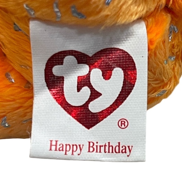 TY Beanie Baby - HAPPY BIRTHDAY the Bear ( Orange - w/ Present ) 7"...NEW - Picture 5 of 7
